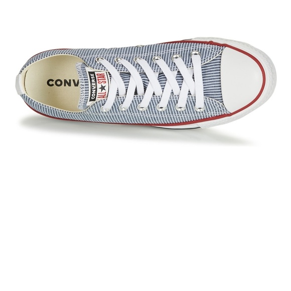 Blue and White striped Converse Low Tops - Picture 5 of 9